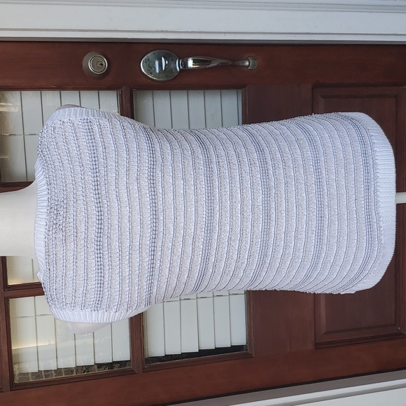 Loft Open Waffle Knit White and Black Sweater - Picture 3 of 4